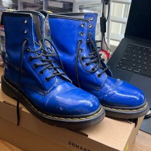Dr. Martens Vibrant Blue Boots with Black Laces